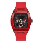 Guess Men's Watch - Model GW0203G5 | Phoenix Collection - Bold Square Design with Red Silicone Strap