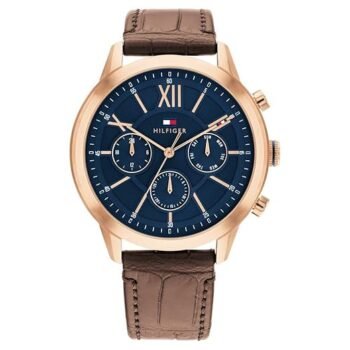 Tommy Hilfiger Morrison Men’s Leather Quartz Watch – Blue Dial, Brown Strap (1710526)