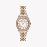 Michael Kors Harlowe Two-Tone MK4846 Women's Watch - Crystal Bezel, Mother-of-Pearl Dial, Multicolor Stainless Steel Bracelet, 33mm, Quartz