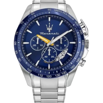 Maserati Traguardo R8871612039 Men Chronograph Watch – 45mm Blue Dial Stainless Steel Sport Luxury Watch