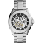 Fossil ME3081 Modern Machine Automatic Watch - Silver Skeleton Dial, Stainless Steel Strap (50mm)