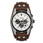 Fossil Fossil Coachman Chronograph Men's Watch CH2890 - White Dial with Brown Leather Strap