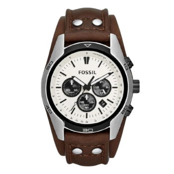 Fossil Fossil Coachman Chronograph Men's Watch CH2890 - White Dial with Brown Leather Strap