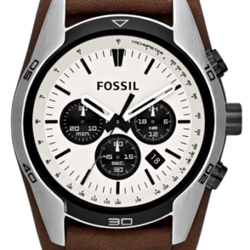 Fossil Fossil Coachman Chronograph Men's Watch CH2890 - White Dial with Brown Leather Strap