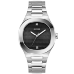 Guess Men's Watch GW0662G1 - Square Black Dial Stainless Steel Silver Bracelet Quartz Analog Day & Date Watch