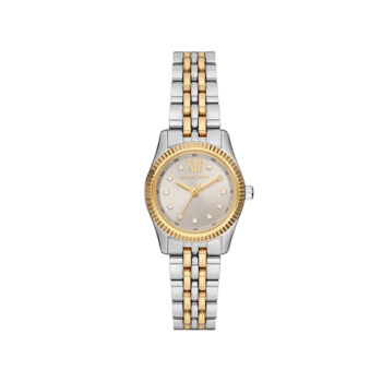 Michael Kors Lexington Women’s Watch Gift Set MK4815 – White Dial Two-Tone Stainless Steel with Pavé Bracelets