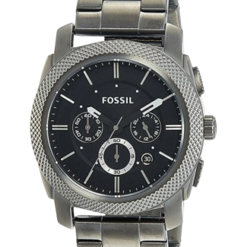 Fossil Men's FS4662 Water Resistant Analog Watch - 42mm Stainless Steel Silver Bracelet, Black Dial
