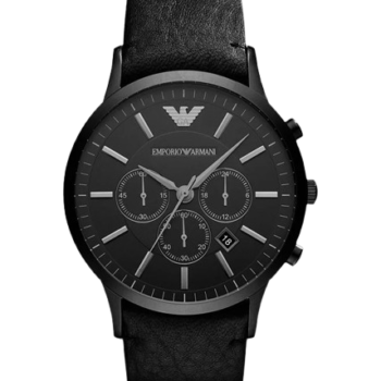 Emporio Armani Renato XLarge Men’s Watch AR2461 – Black Dial, Genuine Leather Strap, 47mm