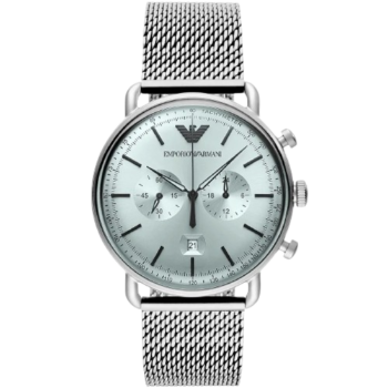 Emporio Armani Aviator AR11288 Men's Watch - Silver Dial Stainless Steel Elegant Pilot Style Fashion Watch