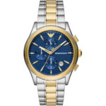 Emporio Armani Paolo Watch for Men AR11579 - Blue Dial, Two-Tone Stainless Steel Strap, Quartz, 42mm