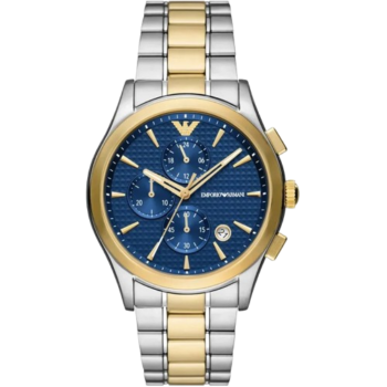 Emporio Armani Paolo Watch for Men AR11579 - Blue Dial, Two-Tone Stainless Steel Strap, Quartz, 42mm