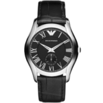 Emporio Armani AR1708 Valente Uni Men's Watch - Black Dial, Genuine Leather Strap, 38mm Quartz