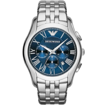 Emporio Armani AR1787 Men's Analog Watch - 45mm Blue Dial with Silver Stainless Steel Strap