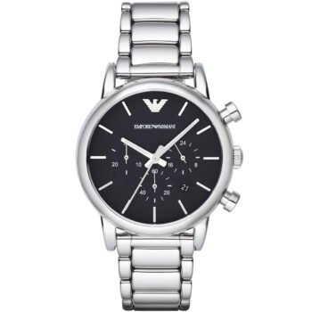 Emporio Armani AR1853 Men's Watch - Luigi Large Silver Stainless Steel with Black Dial 41mm