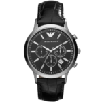 Emporio Armani Emporio Armani Renato Men's Watch AR2447 - Black Dial with Genuine Leather Strap