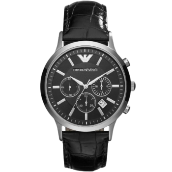 Emporio Armani Emporio Armani Renato Men's Watch AR2447 - Black Dial with Genuine Leather Strap