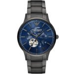 Emporio Armani Renato AR60056 Men's Automatic Watch - Blue Dial & Stainless Steel Bracelet | 43mm Luxury Mechanical Timepiece