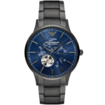 Emporio Armani Renato AR60056 Men's Automatic Watch - Blue Dial & Stainless Steel Bracelet | 43mm Luxury Mechanical Timepiece