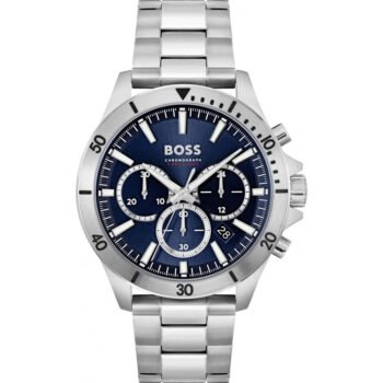 Hugo Boss Men's Watch - Model 1514069 | Elegant Silver Stainless Steel with Blue Dial