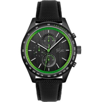 Lacoste Apext 2011296 Men's Chronograph Watch - Black Stainless Steel & Leather 44mm Quartz