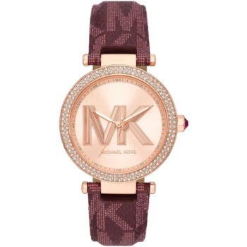 Michael Kors Women’s Analog Watch MK2974 - Rose Gold Dial with Burgundy Strap
