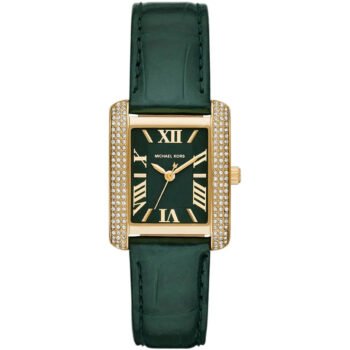 Michael Kors Emery MK4697 Women’s Watch – Black Square Dial, Green Genuine Leather Strap, 27mm, Quartz Movement, 50M Water Resistant