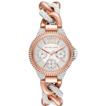 Michael Kors Camille Pave Women's Chronograph Watch - Two-Tone Stainless Steel with Crystal Bracelet | Silver Dial | 34mm | MK6843
