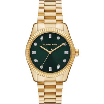Michael Kors Lexington MK7449 Women's Quartz Watch - Green Dial Gold Stainless Steel Bracelet