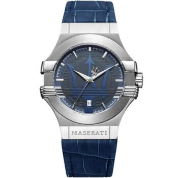 Maserati Potenza Men Watch R8851108015 – Blue Dial, Blue Leather Strap, 42mm Quartz Analog