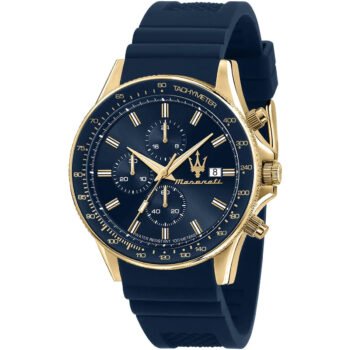 Maserati’sfida Men Quartz Chronograph Watch – Blue Dial, Silicone Strap, 44mm – R8871640004