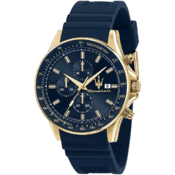 Maserati’sfida Men Quartz Chronograph Watch – Blue Dial, Silicone Strap, 44mm – R8871640004