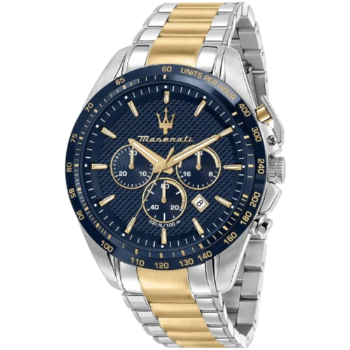 Maserati Traguardo R8873612046 Men's Chronograph Watch - Blue Dial, Two-Tone Stainless Steel Strap, 100M Water Resistant