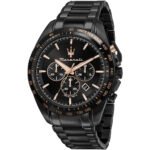 Maserati Traguardo Men's Watch R8873612048 - Black Dial & Stainless Steel Bracelet, 45mm Quartz Chronograph Style