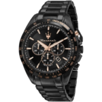 Maserati Traguardo Men's Watch R8873612048 - Black Dial & Stainless Steel Bracelet, 45mm Quartz Chronograph Style