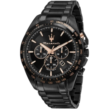 Maserati Traguardo Men’s Watch R8873612048 – Black Dial & Stainless Steel Bracelet, 45mm Quartz Chronograph Style