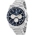 Maserati R8873652005 Velocita Watch - Blue Dial, Silver Stainless Steel Strap, 100M Water Resistant (43mm)