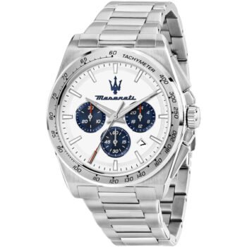 Maserati R8873652007 Velocita Watch - White Dial, Silver Stainless Steel Bracelet, 100M Water Resistant (43mm)