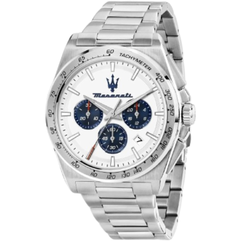 Maserati R8873652007 Velocita Watch – White Dial, Silver Stainless Steel Bracelet, 100M Water Resistant (43mm)