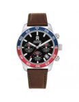 Tommy Hilfiger Men's 1792166 Chronograph Watch - Brown Leather & Pepsi Bezel
