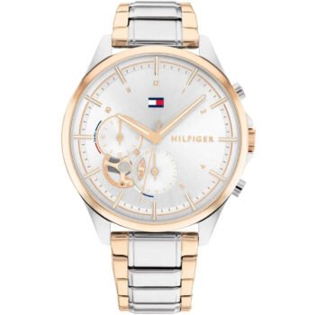 Original Tommy Hilfiger Quinn Women’s Watch 1782415 – Silver Dial, Stainless Steel Bracelet (Silver & Rose Gold)
