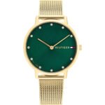Original Tommy Hilfiger Pippa 1782668 Women's Quartz Watch - Green Dial Gold Stainless Steel Bracelet