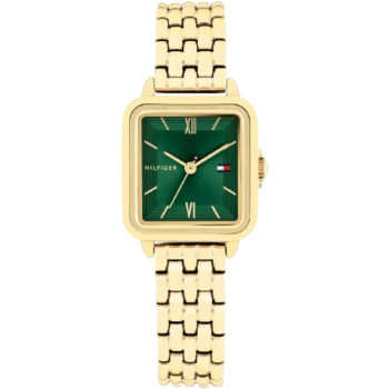 Original Tommy Hilfiger 1782858 Women’s Watch – Mia Gold Stainless Steel Square Design with Green Dial 24mm