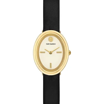 Tory Burch Oval Watch Black / Gold Tone Stainless Steel – TBW6030