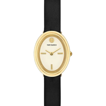 Tory Burch Oval Watch Black / Gold Tone Stainless Steel – TBW6030