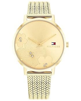 Original Tommy Hilfiger Women’s Champagne Dial Thin Gold & Steel Stainless Steel Mesh Watch – 1782606