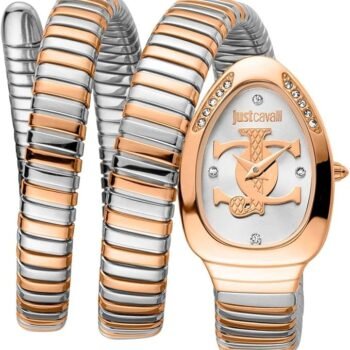 Original Just Cavalli Glam 5 Evo Women's Watch JC1L228M0085 - Silver Dial, Two-Tone Stainless Steel Strap, Luxury Fashion Watch