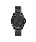 Original Fossil Riley ES4519 Women's Black Chronograph Watch - 38mm Stainless Steel Quartz Timepiece
