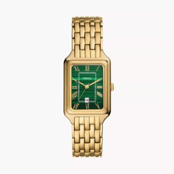 Original Stylish Women's Raquel Three-Hand Date Gold-Tone Stainless Steel Watch - 26 mm, Quartz Analog, Green Dial (ES5341)