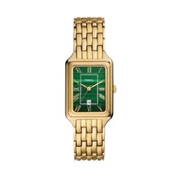Original Stylish Women's Raquel Three-Hand Date Gold-Tone Stainless Steel Watch - 26 mm, Quartz Analog, Green Dial (ES5341)