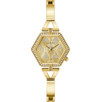 Guess GW0680L2 Women's Gold Stainless Steel Watch - 28mm Hexagon Analog with Crystal Details